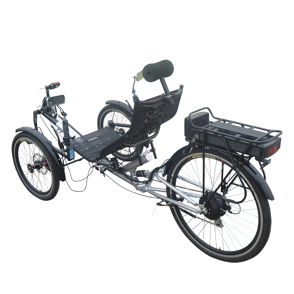 Free Shipping Foldable Adult Sports Holiday 250W Motor Electric Trike Recumbent Tadpole Tricycle for Sale