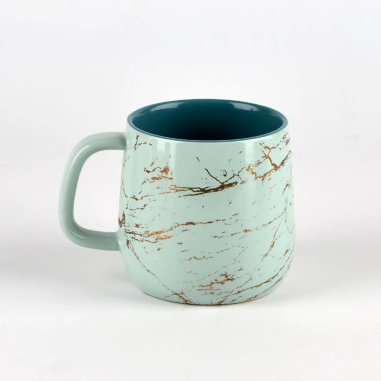 New customized 12oz two-tone glazed golden decal coffee mug ceramic