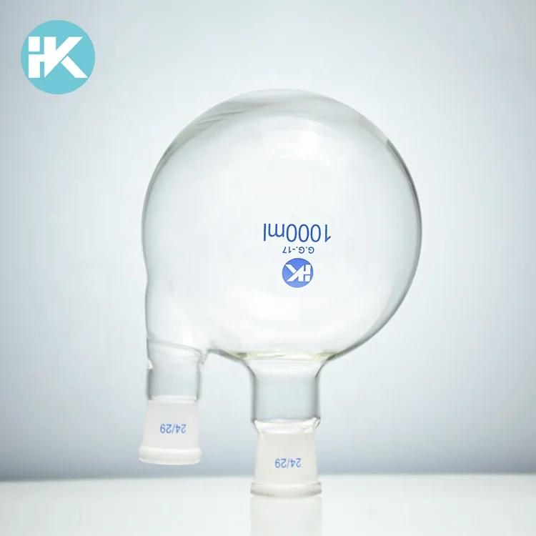 Huke индивидуальные Chemglass Стекло Круглый 1000 мл Тяжелая стена 2 шеи дно кипения колбы лабораторные