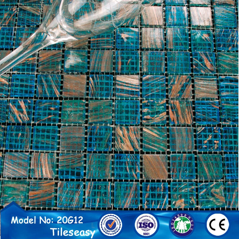 2015 new trend 25mm square glass brick tile swimming pool mosaic tiles