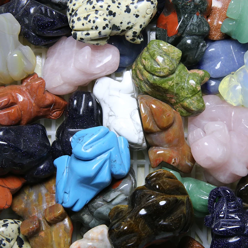 wholesale handcarved clear crystal stone small size frog for home decoration