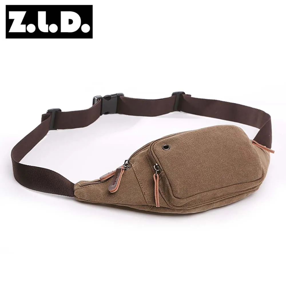 ZUOLUNDUO Solid colo sport leisure canvas waist bag fashion women waist bag
