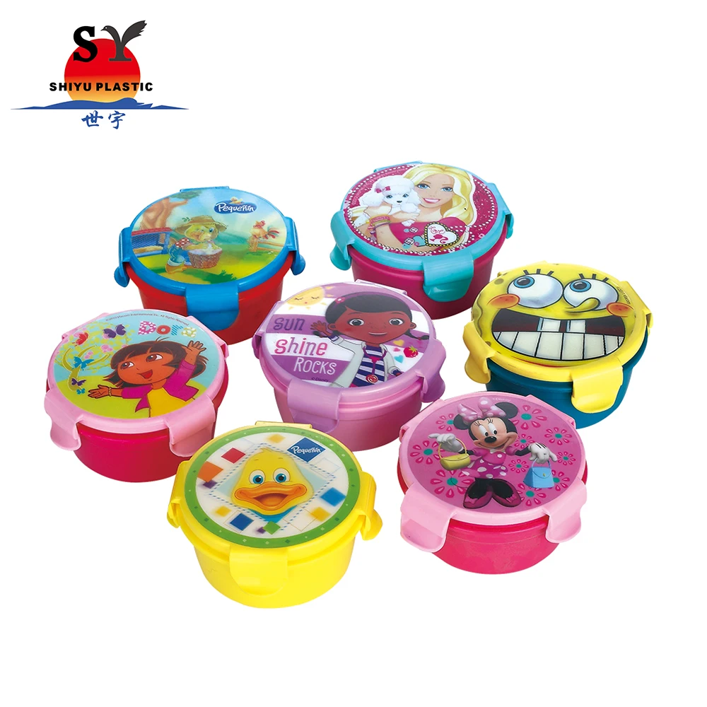 High quality customized plastic rectangle lunch box hot food warmer leakproof lockable school cartoon lunch box for kids