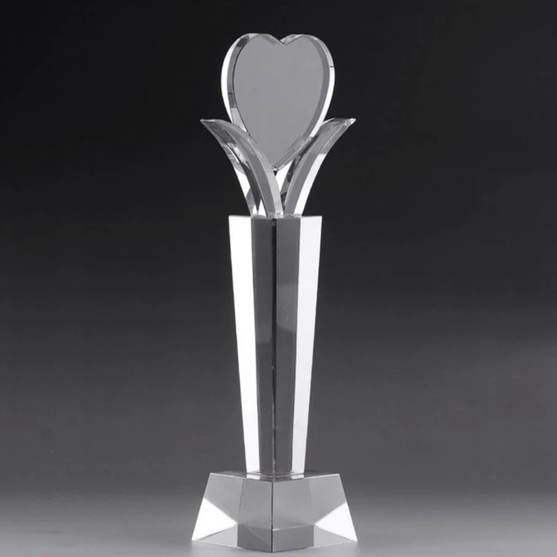 Heart Shaped Desktop Glass Trophy Crystal Trophy