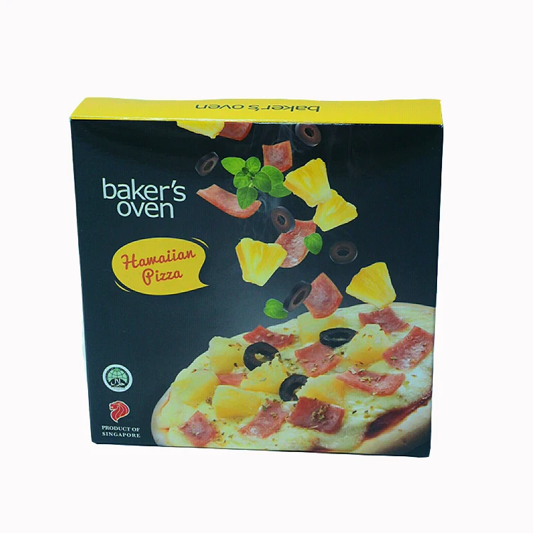 
Singapore Baked Snack Frozen Blended Taste Round Hawaiian Pizza In Boxes Packaging 