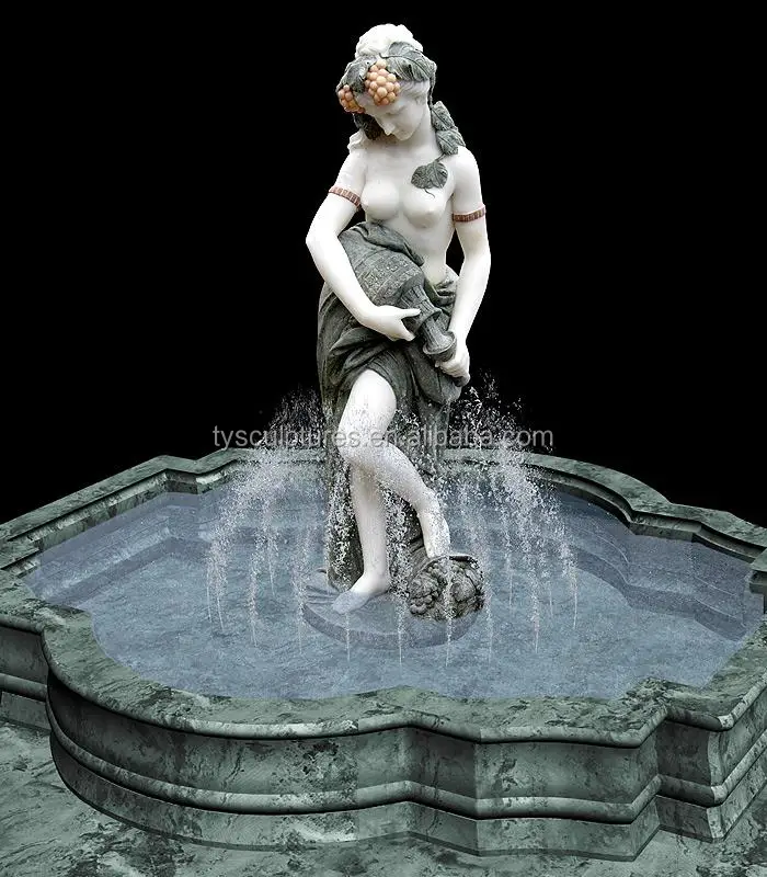 White marble garden female statue fountain stone life size lady water fountains
