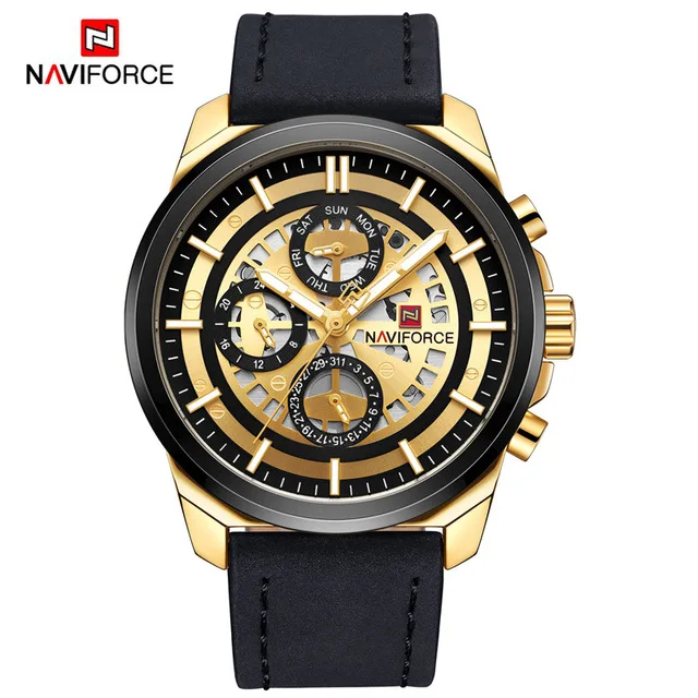 relogio NAVIFORCE Watch 9129 Luxury Gold Wrist Waterproof  Watch