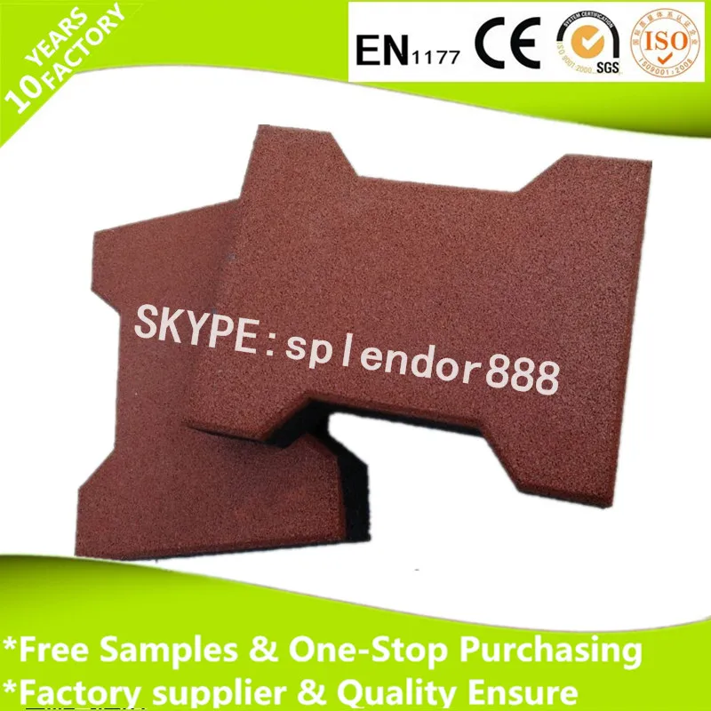 20mmx16mm Anti Slip Dog Bone Interlocking Rubber Paver for Horse Stable Playground Flooring Tiles