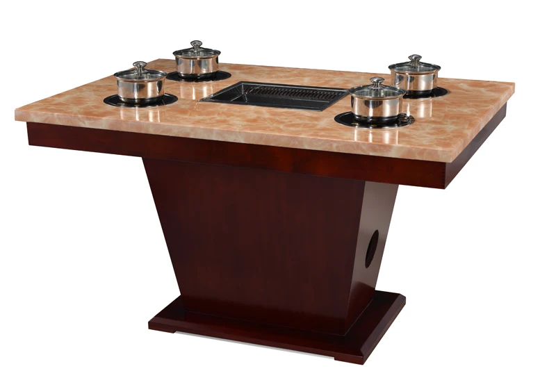 Коммерческий корейский стол для барбекю гриль ресторана Shabu горячий горшок Электрический 4 одиночных горячих кастрюль обеденный