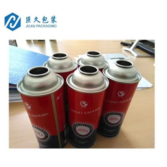 Factory Custom Logo Diameter 100-300ml  Tin Aerosol Gas Straight Can  Metal Refill Butane Canister