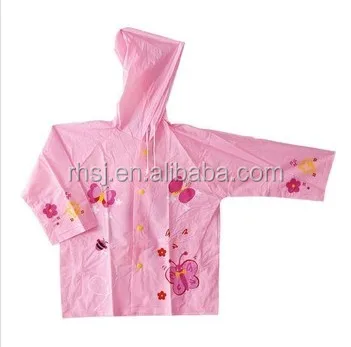 0.16mm fashional PVC raincoat for children with hood and tie