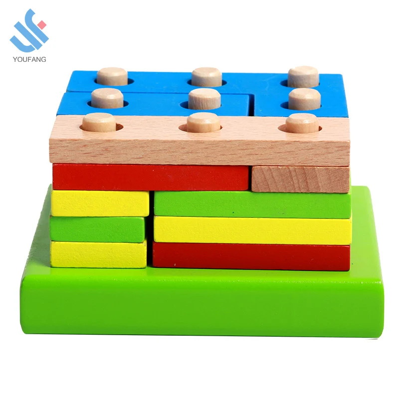 YF-M602 Wooden Large tower early educational intelligent Garden Game Geometric building blocks for kids