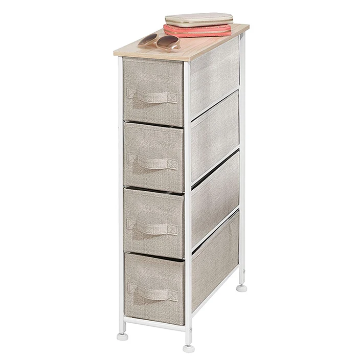 folding removable 4 drawers non woven storage rolling cart organizer