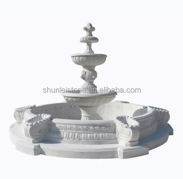 Натуральный мрамор камень мрамор фонтан воды на открытом воздухе
