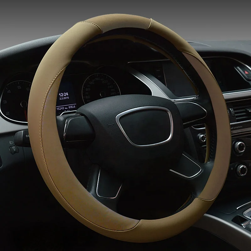 38Cm Universal Car Accessories New Design Hand Sewing Cover Steering Wheel Leather