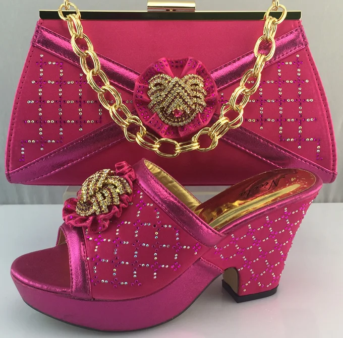 hot pink shoes and matching bag