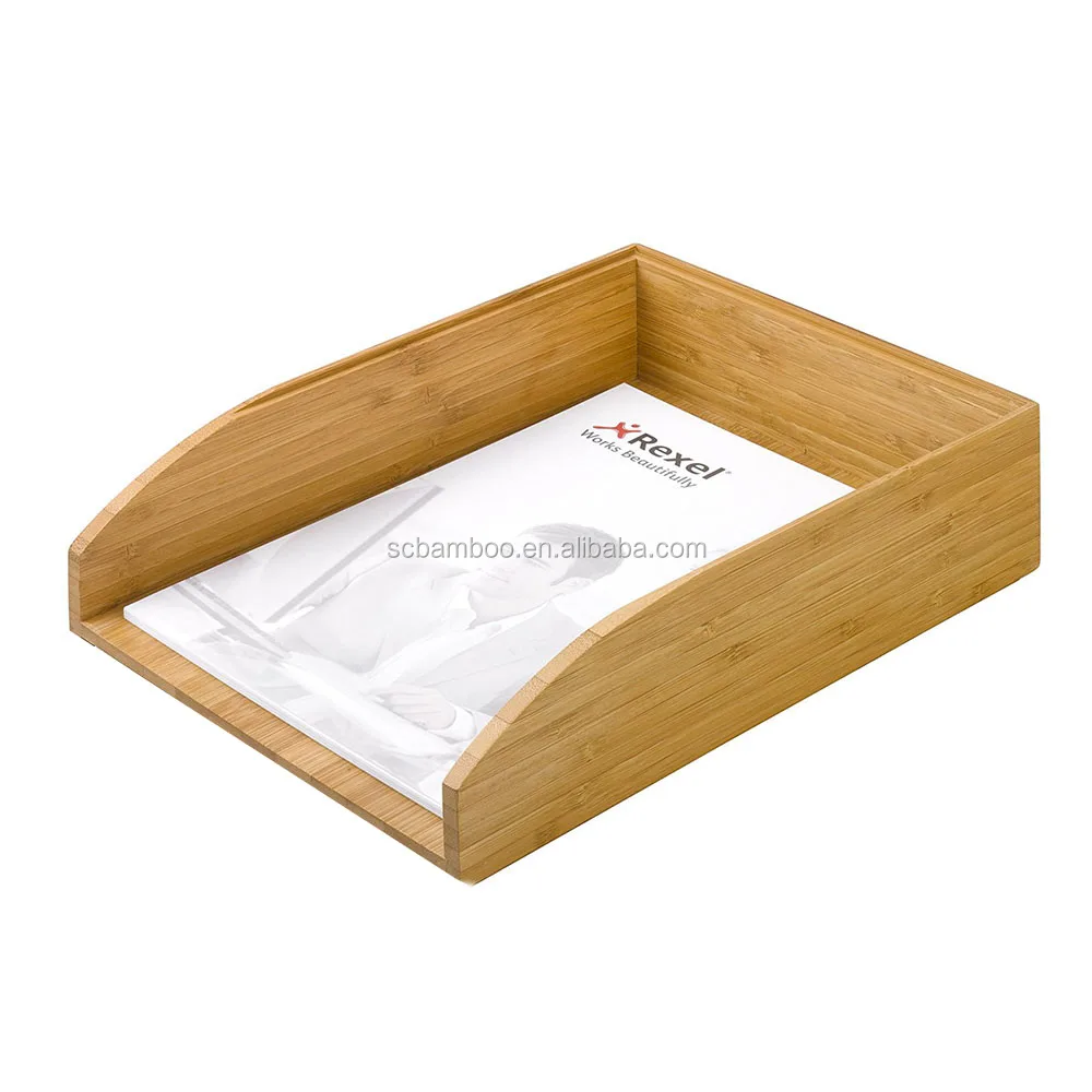 
bamboo desktop file folder organizer, office paper tray holder, office desk organizer wholesale 