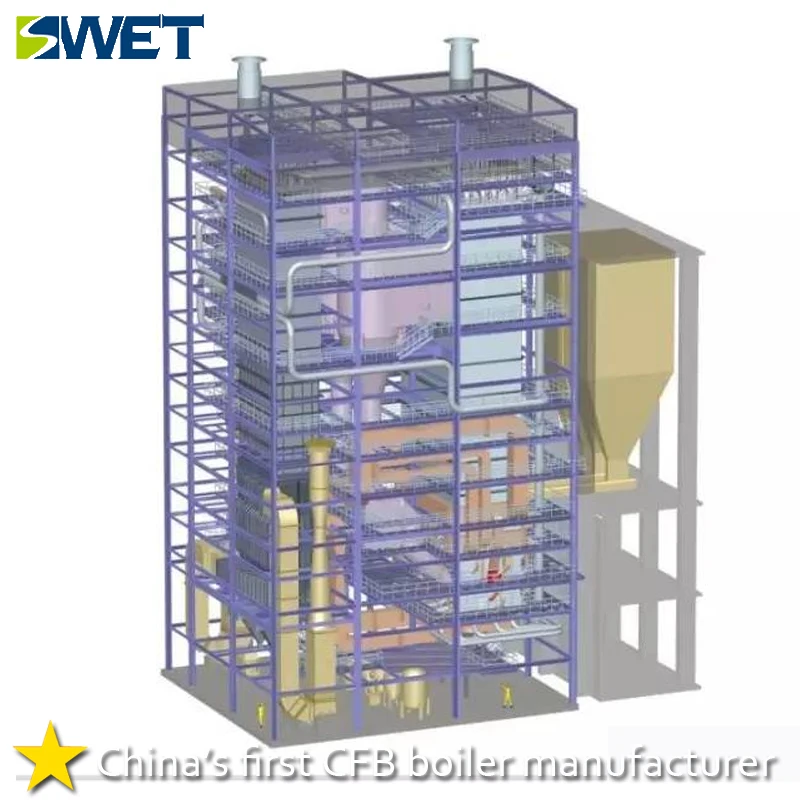 Energy-saving solide waste /bituminous coal fuel hot water circular flow bed CFB boiler