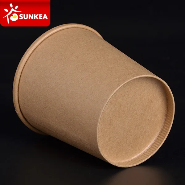 Biodegradable Disposable Kraft Paper Brown Hot Soup Bucket with Lid