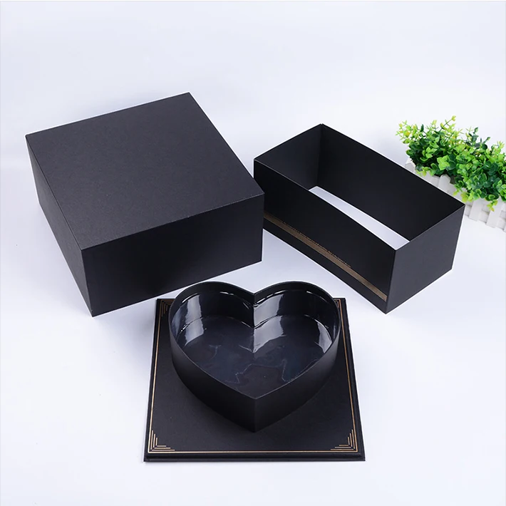 
Waterproof plastic insert heart shaped flower packaging hat boxes 