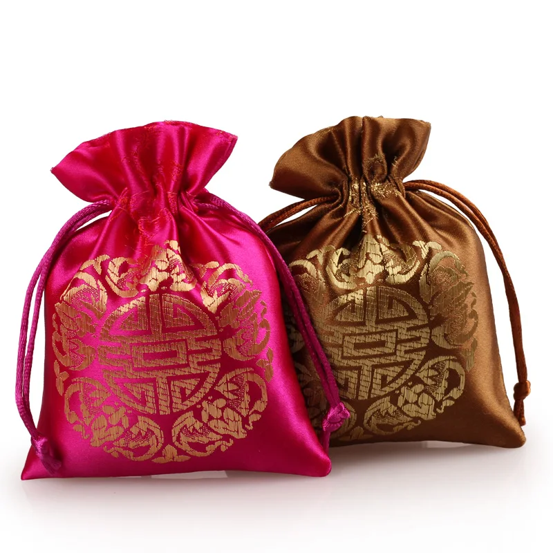 Многоразовые китайские кармашки ручной работы из шелковой парчовой ткани на