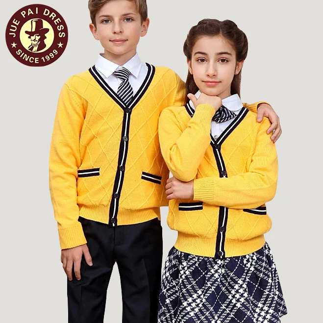A beautiful yellow V neck school uniform