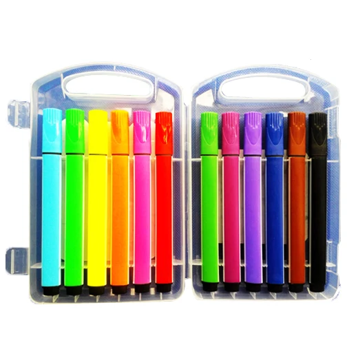 Water color Marker Pen Multiple Use Pack of 12 in Clear Plastic Carry Case