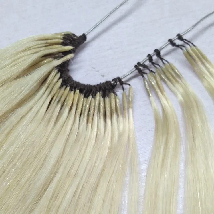 Thick Ends Human Hair Remy Cotton Thread  with Twins I-tip Extensions Korean Knotted Hair Extensions