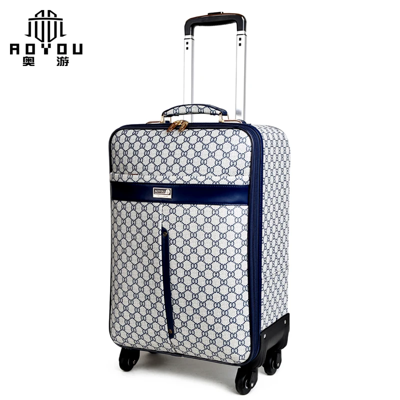 3pcs 16/20/24 inch women pu leather brown Suitcase Rolling Luggage Tote Bag Set