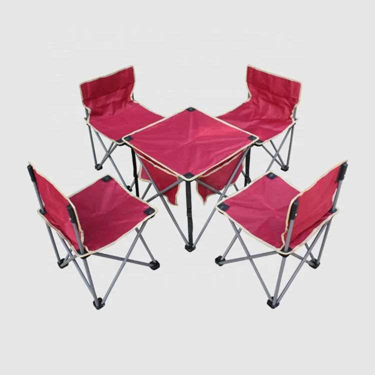 Wholesale portable red folding outdoor traveling camping picnic foldable table chairs