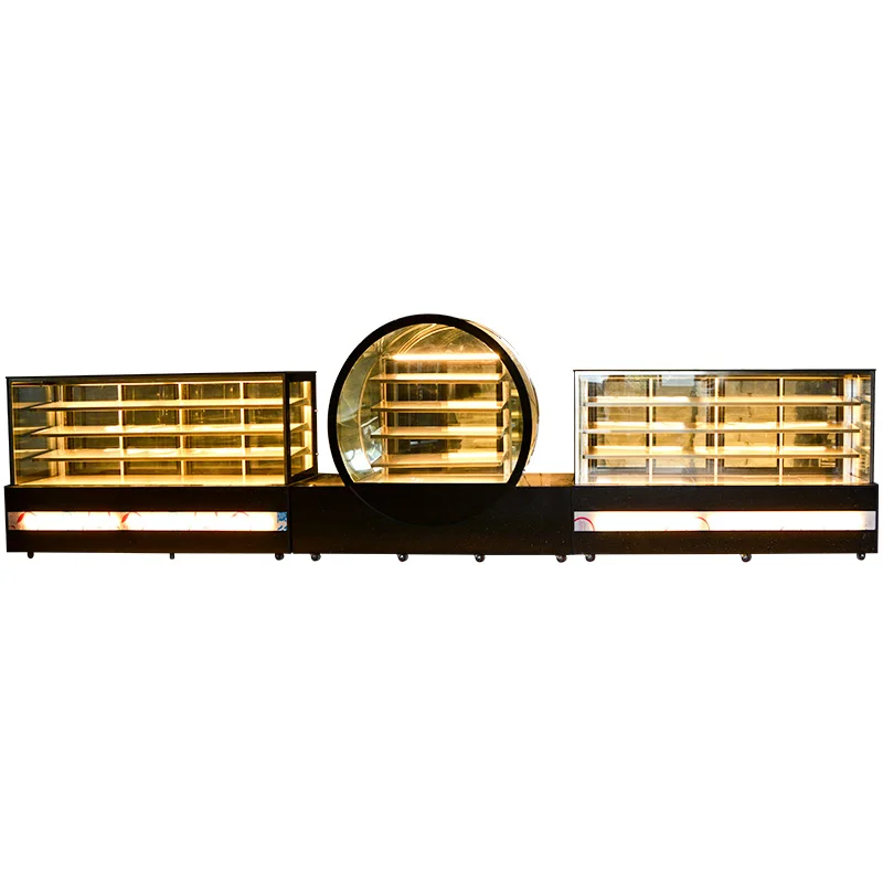 2019 new design round counter refrigerator marble cake display fridge