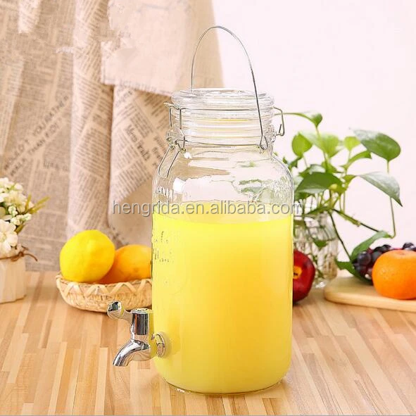 high quality 4L beer soda glass dispenser with metal tap and rack glass beverage dispenser with infuser with metal spigot