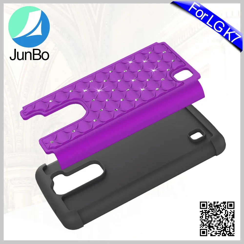 Hybrid PC Silicone Shell Case for LG K7, Diamod Bling Combo Mobile Phone Case