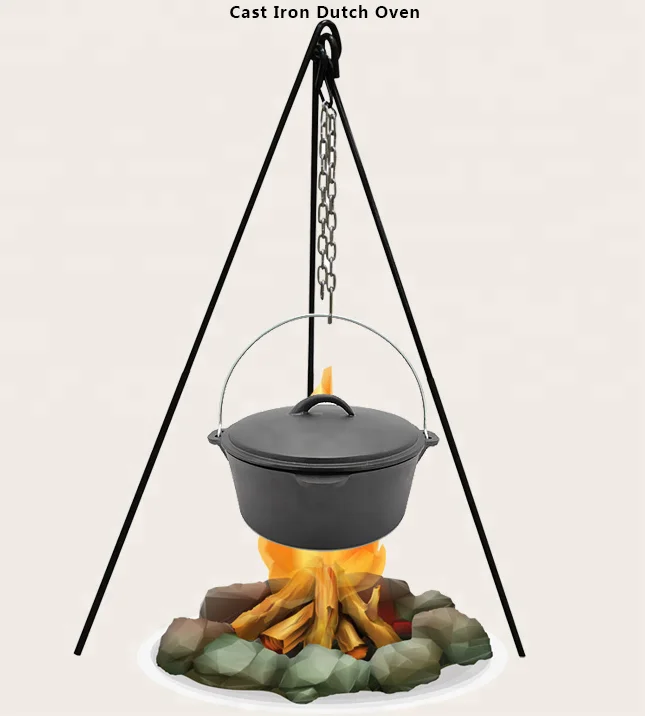 Hot sales Camping Cast iron Dutch oven & Tripod for Bivouac