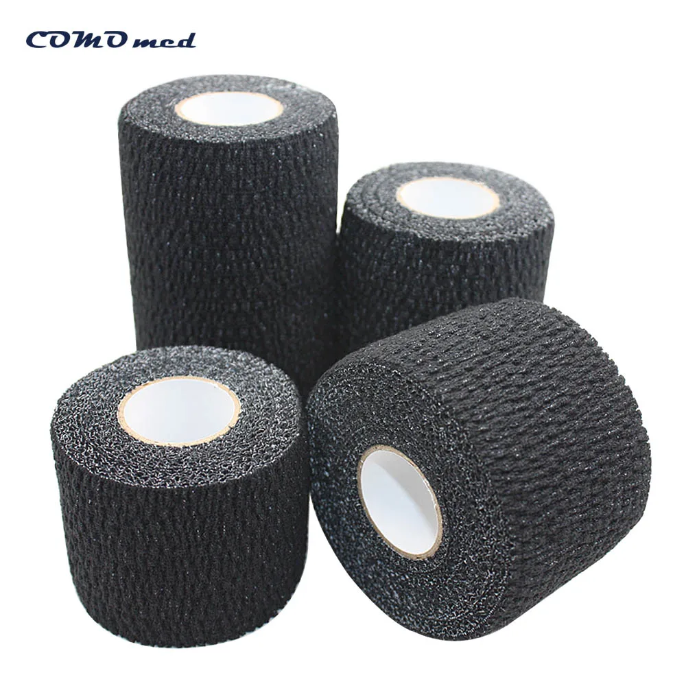 quality 4.5m/6.9m Hand Tear Light Elasticity Adhesive Bandage self adhesive black tape 5m