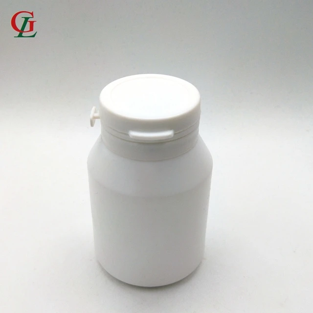 Hot sale HDPE 70-150cc white xylitol bottle Chewing Gum Plastic Bottle, pill tablet packing bottles with tear off cap