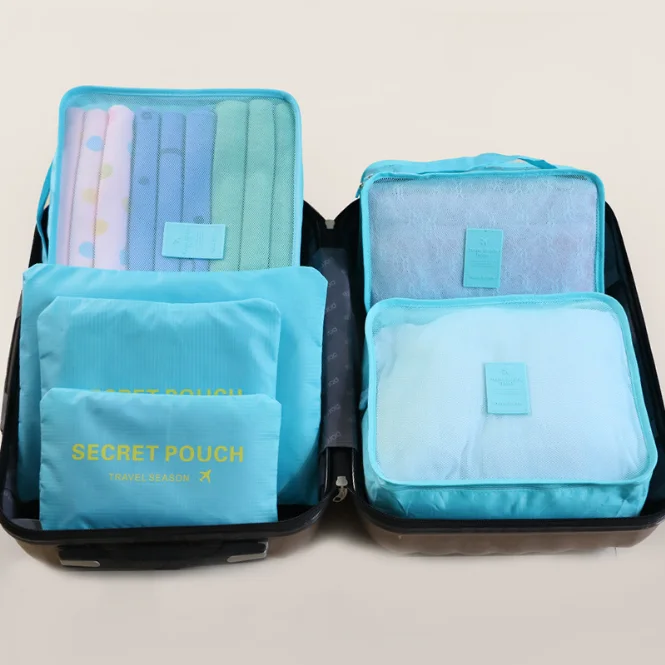 Clothes Packing Cube Set Bag Travel Pouch Set New Arrival Promotion Polyester in Bag 6 Pcs TB15101212 0.25kg CN;ZHE JF