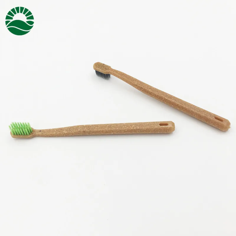 
New Wooden Charcoal Fiber Handle Bamboo or Green Tea Fiber Bristle Biodegradable Toothbrush 