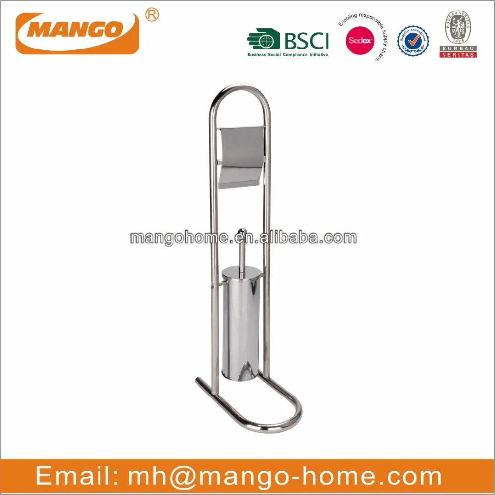 Stainless Steel Toilet Brush and free standing toilet paper holder