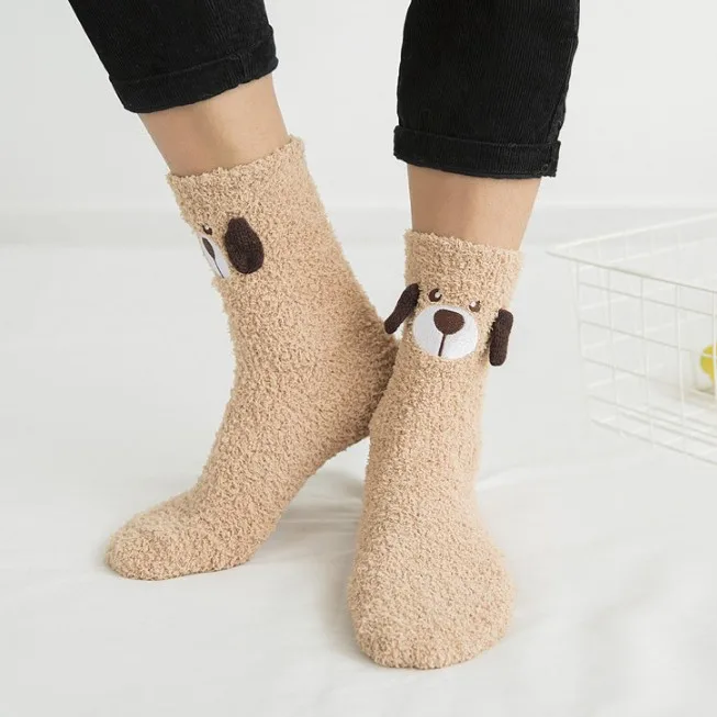 
Коралловые бархатные мужские носки Нечеткие домашние кондиционеры носки для пола пара спящих толстых теплых носков 