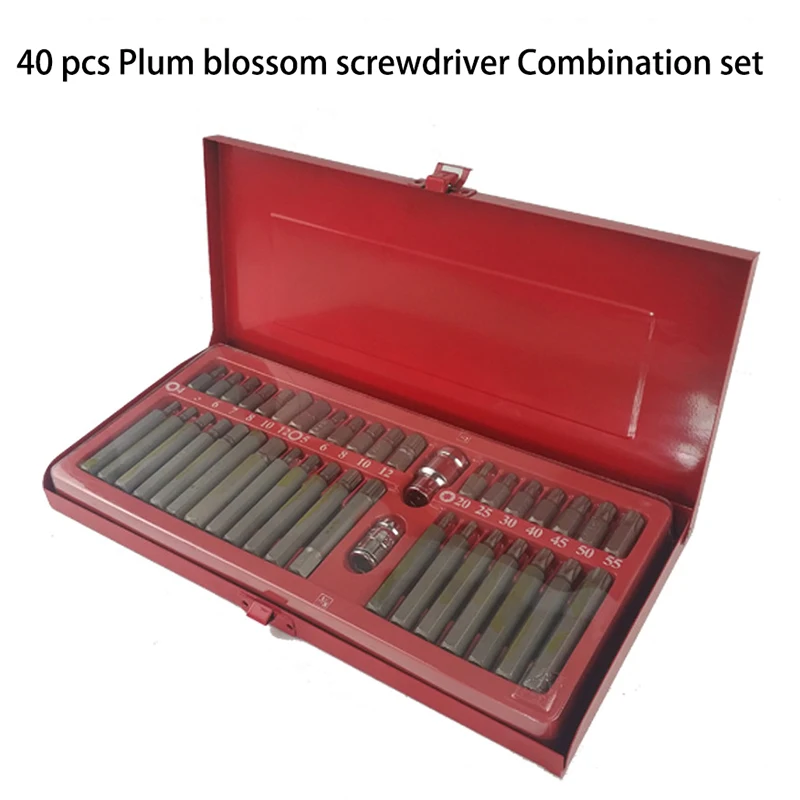 Set of 40pcs Star Screwdrivers Inner Hexagonal Spanner Bits Auto Repair Tools Spline Plum Blossom Type Screw Driver Tool Bit