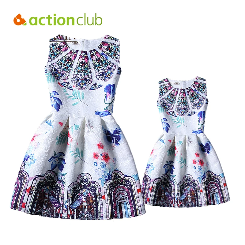 New 2016 Family Matching Clothing Dresses For Girls And Mother Family Matching Mother Daughter Clothes European