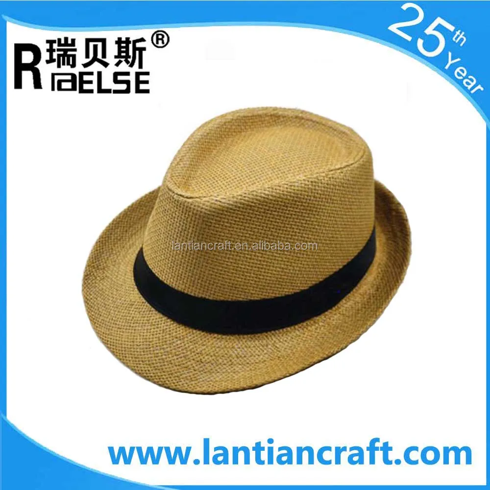
promotional print logo handmade straw hat paper straw fedora hat 
