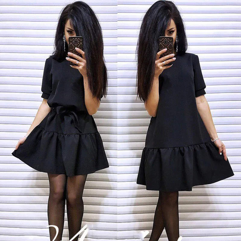 
Popular Hot Sale spring summer beautiful dresses autumn loose ruffled new belt dress 