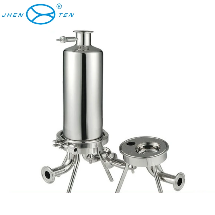 Sanitary filter housing, single cartridge filter
