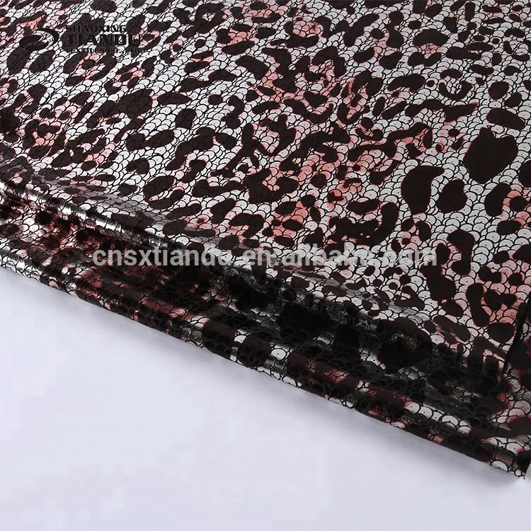hot selling new fashion low price embossed leopard print gold 3D foil knitted fabric