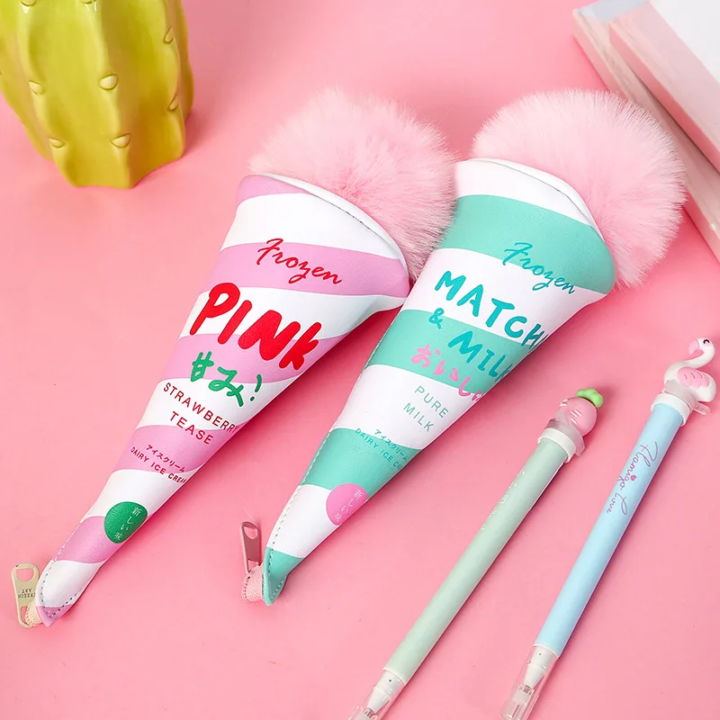 Ice cream story styling pen bag Creative canvas stationery bag Student stationery wholesale