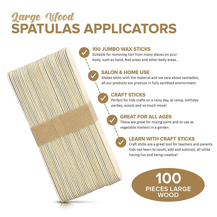 Wholesale custom disposable eco-friendy cosmetic depilatory hair removal wooden waxing spatula sticks for Beauty Salon