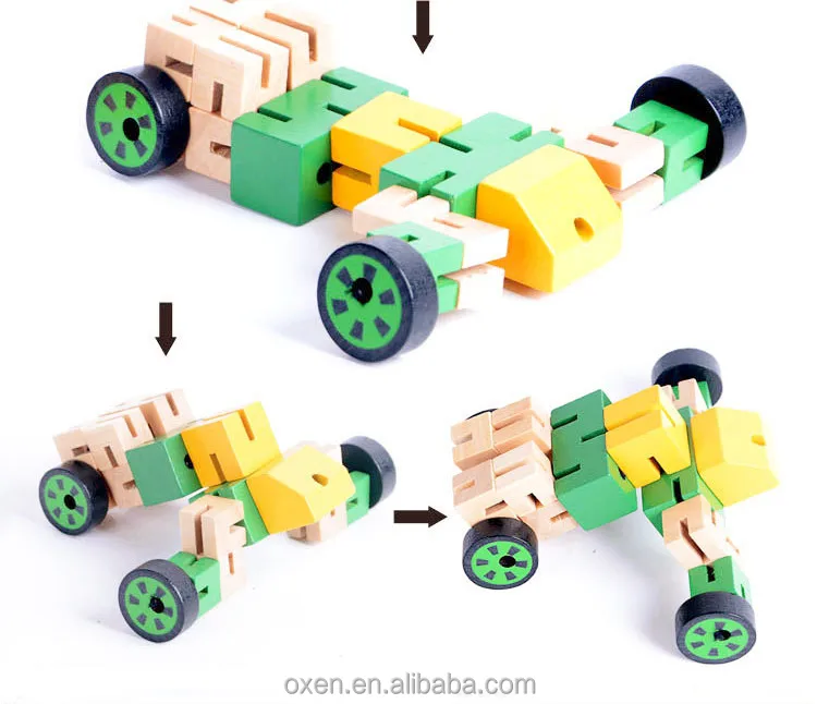 magic square cube transform mini wooden toy car