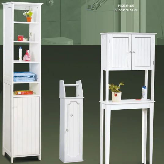 narrow white bathroom cabinet